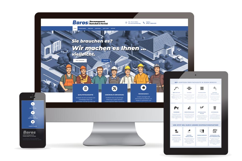 Webdesign, Illustration, Logo & CI Baros Bautechnik