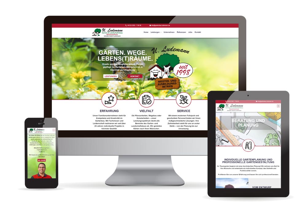 Webdesign, Illustration Gartenbau Ludemann Odenthal