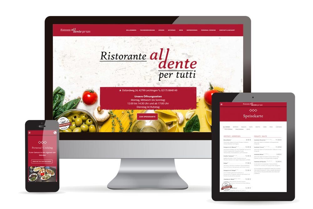 Webdesign Ristorante al dente per tutti
