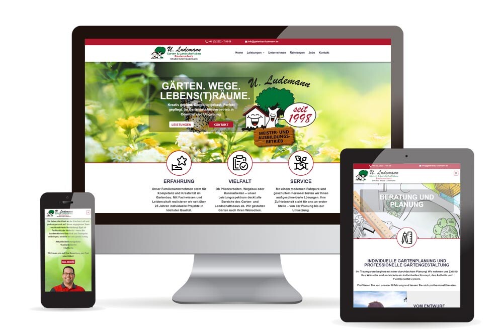 Webdesign, Illustration Gartenbau Ludemann Odenthal
